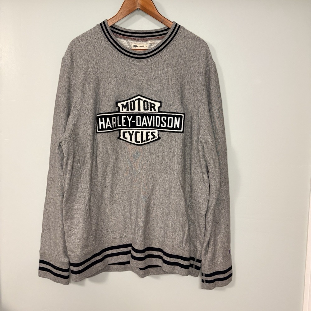 Harley-Davidson x Champion By Todd Snyder Mens Gray Crewneck Sweatshirt Size XXL